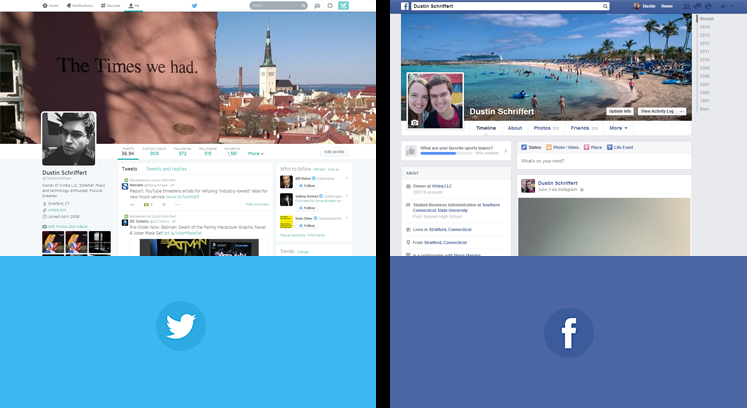 Twitter and Facebook Profile Pages